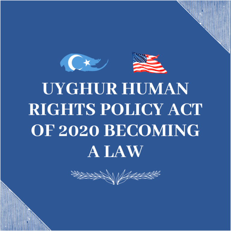 On the Occasion of the Signing of the Uyghur Human Rights Policy Act of